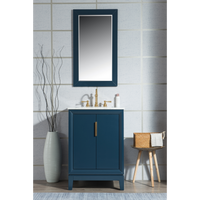 Water Creation Elizabeth 24" Single Sink Carrara White Marble Vanity in Monarch Blue with Matching Mirror(s) VEL024CWMB01