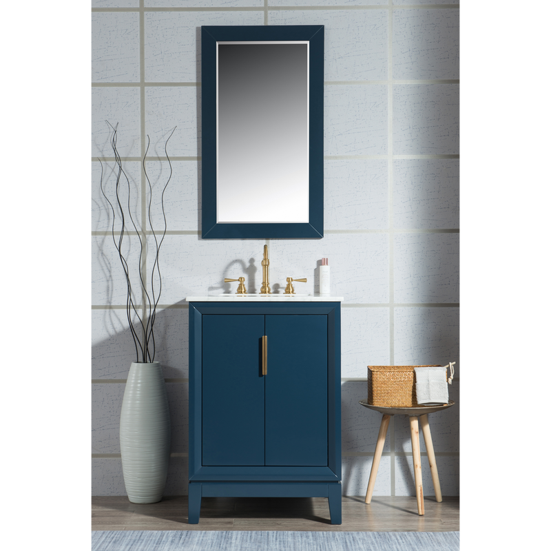Water Creation Elizabeth 24" Single Sink Carrara White Marble Vanity in Monarch Blue with Matching Mirror(s) VEL024CWMB01