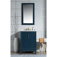 Water Creation Elizabeth 24" Single Sink Carrara White Marble Vanity in Monarch Blue with Matching Mirror(s) and F2-0013-06-FX Lavatory Faucet(s) VEL024CWMB38