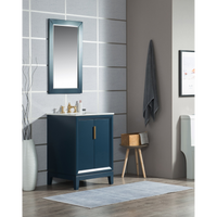 Water Creation Elizabeth 24" Single Sink Carrara White Marble Vanity in Monarch Blue with F2-0013-06-FX Lavatory Faucet(s) VEL024CWMB42