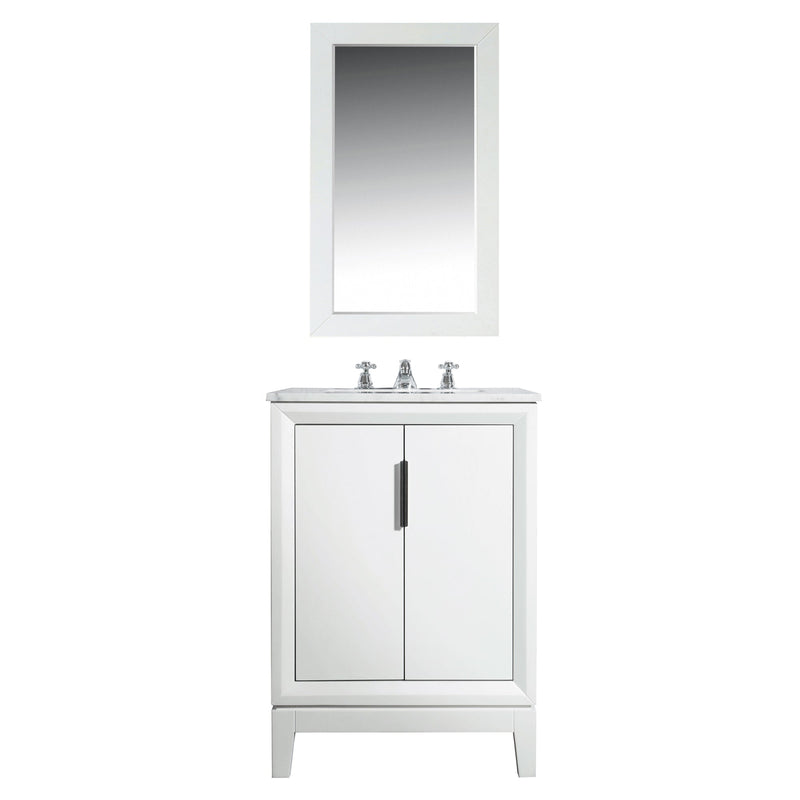 Water Creation Elizabeth 24" Single Sink Carrara White Marble Vanity in Pure White with F2-0009-01-BX Lavatory Faucet(s) VEL024CWPW07