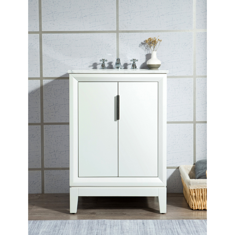 Water Creation Elizabeth 24" Single Sink Carrara White Marble Vanity in Pure White VEL024CWPW00