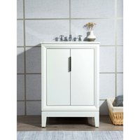 Water Creation Elizabeth 24" Single Sink Carrara White Marble Vanity in Pure White with F2-0009-01-BX Lavatory Faucet(s) VEL024CWPW07