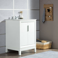Water Creation Elizabeth 24" Single Sink Carrara White Marble Vanity in Pure White with F2-0009-01-BX Lavatory Faucet(s) VEL024CWPW07