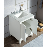 Water Creation Elizabeth 24" Single Sink Carrara White Marble Vanity in Pure White with F2-0009-01-BX Lavatory Faucet(s) VEL024CWPW07