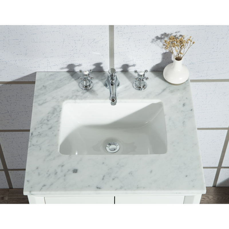 Water Creation Elizabeth 24" Single Sink Carrara White Marble Vanity in Pure White VEL024CWPW00
