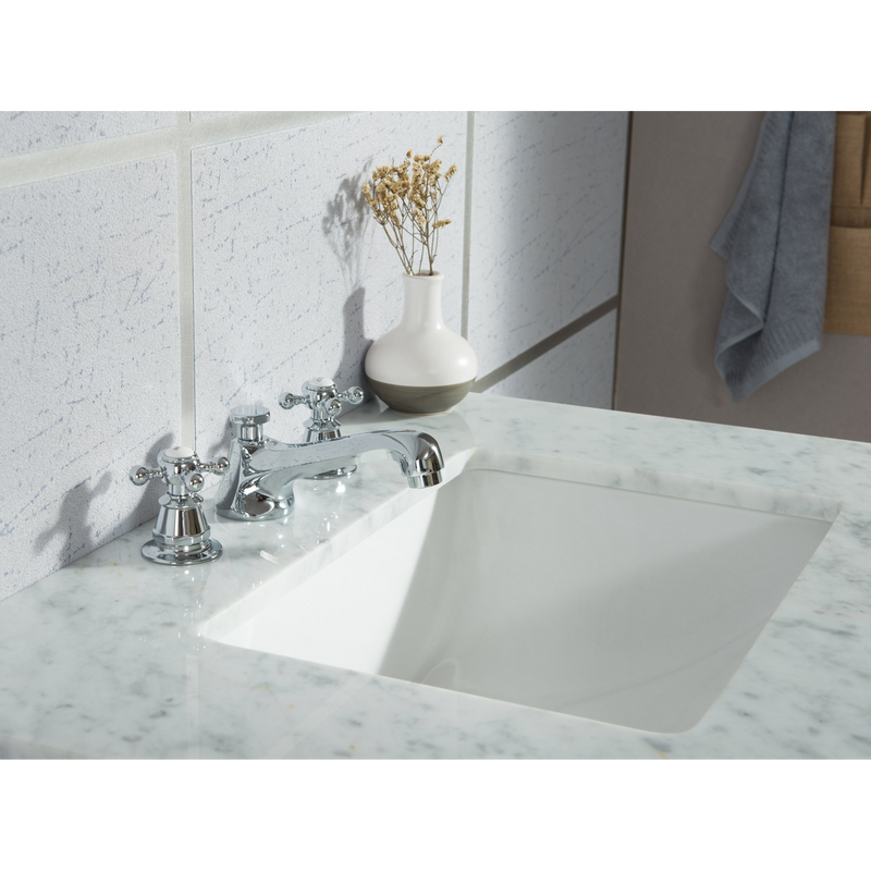 Water Creation Elizabeth 30" Single Sink Carrara White Marble Vanity in Pure White VEL030CWPW00