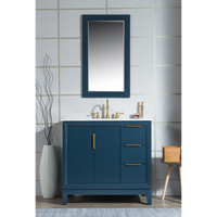 Water Creation Elizabeth 36" Single Sink Carrara White Marble Vanity in Monarch Blue VEL036CWMB00