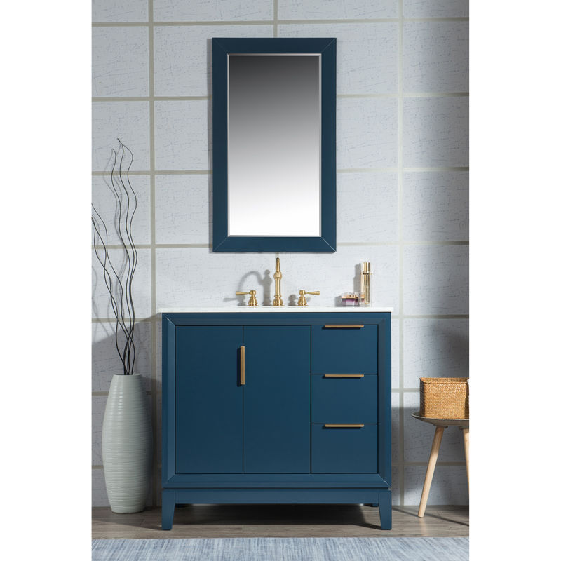 Water Creation Elizabeth 36" Single Sink Carrara White Marble Vanity in Monarch Blue VEL036CWMB00