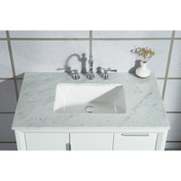 Water Creation Elizabeth 36" Single Sink Carrara White Marble Vanity in Pure White with Matching Mirror(s) and F2-0012-01-TL Lavatory Faucet(s) VEL036CWPW43