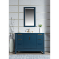 Water Creation Elizabeth 48" Single Sink Carrara White Marble Vanity in Monarch Blue with F2-0012-06-TL Lavatory Faucet(s) VEL048CWMB37