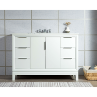 Water Creation Elizabeth 48" Single Sink Carrara White Marble Vanity in Pure White with F2-0009-01-BX Lavatory Faucet(s) VEL048CWPW07