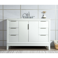 Water Creation Elizabeth 48" Single Sink Carrara White Marble Vanity in Pure White with F2-0012-01-TL Lavatory Faucet(s) VEL048CWPW47