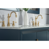 Water Creation Elizabeth 60" Double Sink Carrara White Marble Vanity in Monarch Blue with Matching Mirror(s) and F2-0012-06-TL Lavatory Faucet(s) VEL060CWMB35