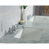 Water Creation Elizabeth 60" Double Sink Carrara White Marble Vanity in Pure White VEL060CWPW00