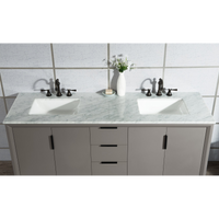 Water Creation Elizabeth 72" Double Sink Carrara White Marble Vanity in Cashmere Grey with Matching Mirror(s) and F2-0012-03-TL Lavatory Faucet(s) VEL072CWCG25