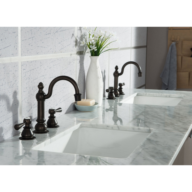 Water Creation Elizabeth 72" Double Sink Carrara White Marble Vanity in Cashmere Grey with Matching Mirror(s) and F2-0012-03-TL Lavatory Faucet(s) VEL072CWCG25