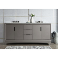 Water Creation Elizabeth 72" Double Sink Carrara White Marble Vanity in Cashmere Grey with Matching Mirror(s) VEL072CWCG04