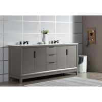 Water Creation Elizabeth 72" Double Sink Carrara White Marble Vanity in Cashmere Grey with Matching Mirror(s) VEL072CWCG04