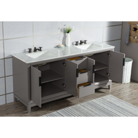 Water Creation Elizabeth 72" Double Sink Carrara White Marble Vanity in Cashmere Grey with Matching Mirror(s) VEL072CWCG04