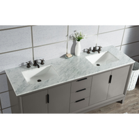 Water Creation Elizabeth 72" Double Sink Carrara White Marble Vanity in Cashmere Grey with Matching Mirror(s) VEL072CWCG04