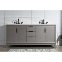 Water Creation Elizabeth 72" Double Sink Carrara White Marble Vanity in Cashmere Grey with Matching Mirror(s) and F2-0012-03-TL Lavatory Faucet(s) VEL072CWCG25