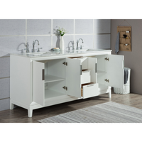 Water Creation Elizabeth 72" Double Sink Carrara White Marble Vanity in Pure White with F2-0012-01-TL Lavatory Faucet(s) VEL072CWPW47