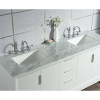 Water Creation Elizabeth 72" Double Sink Carrara White Marble Vanity in Pure White with Matching Mirror(s) and F2-0012-01-TL Lavatory Faucet(s) VEL072CWPW45