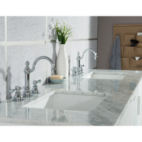 Water Creation Elizabeth 72" Double Sink Carrara White Marble Vanity in Pure White with F2-0012-01-TL Lavatory Faucet(s) VEL072CWPW47