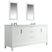 Water Creation Elizabeth 72" Double Sink Carrara White Marble Vanity in Pure White with Matching Mirror(s) VEL072CWPW04
