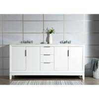 Water Creation Elizabeth 72" Double Sink Carrara White Marble Vanity in Pure White with Matching Mirror(s) VEL072CWPW04
