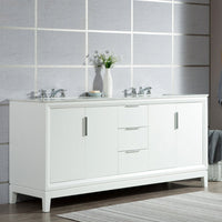 Water Creation Elizabeth 72" Double Sink Carrara White Marble Vanity in Pure White with Matching Mirror(s) VEL072CWPW04