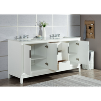 Water Creation Elizabeth 72" Double Sink Carrara White Marble Vanity in Pure White with Matching Mirror(s) VEL072CWPW04