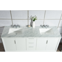 Water Creation Elizabeth 72" Double Sink Carrara White Marble Vanity in Pure White with Matching Mirror(s) VEL072CWPW04