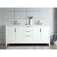 Water Creation Elizabeth 72" Double Sink Carrara White Marble Vanity in Pure White with Matching Mirror(s) and F2-0012-01-TL Lavatory Faucet(s) VEL072CWPW45
