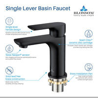 Modern Single Handle Lavatory Faucet - Matte Black