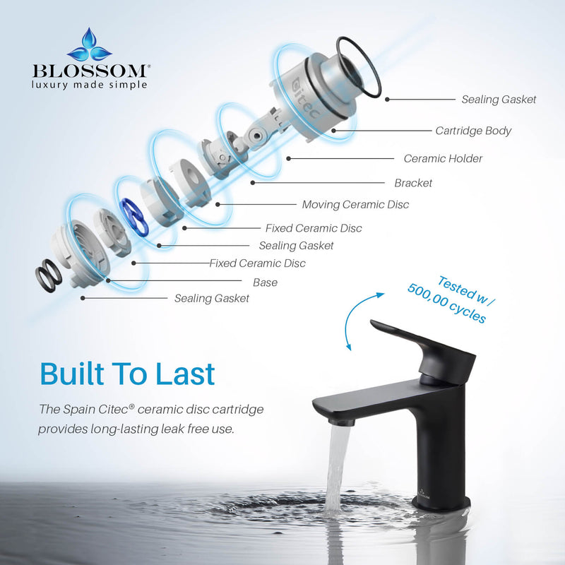 Modern Single Handle Lavatory Faucet - Matte Black