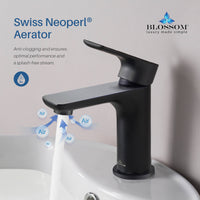 Modern Single Handle Lavatory Faucet - Matte Black
