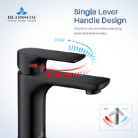 Modern Single Handle Lavatory Faucet - Matte Black