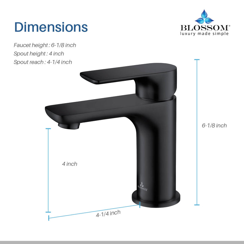 Modern Single Handle Lavatory Faucet - Matte Black