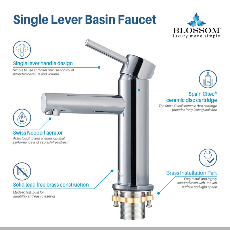 Modern Single Handle Lavatory Faucet Chrome