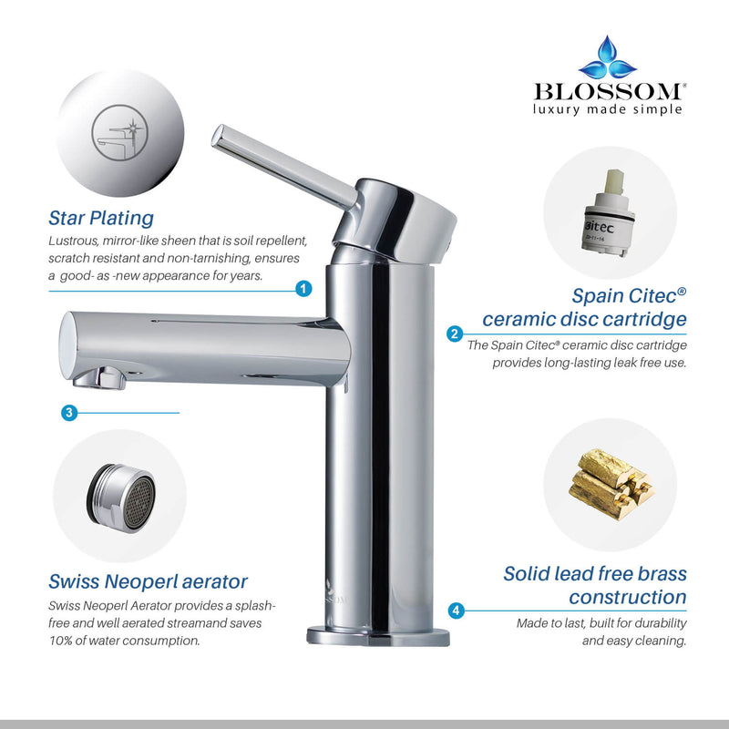 Modern Single Handle Lavatory Faucet Chrome