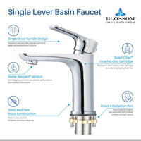 Modern Single Handle Lavatory Faucet - Chrome