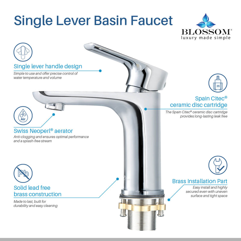 Modern Single Handle Lavatory Faucet - Chrome