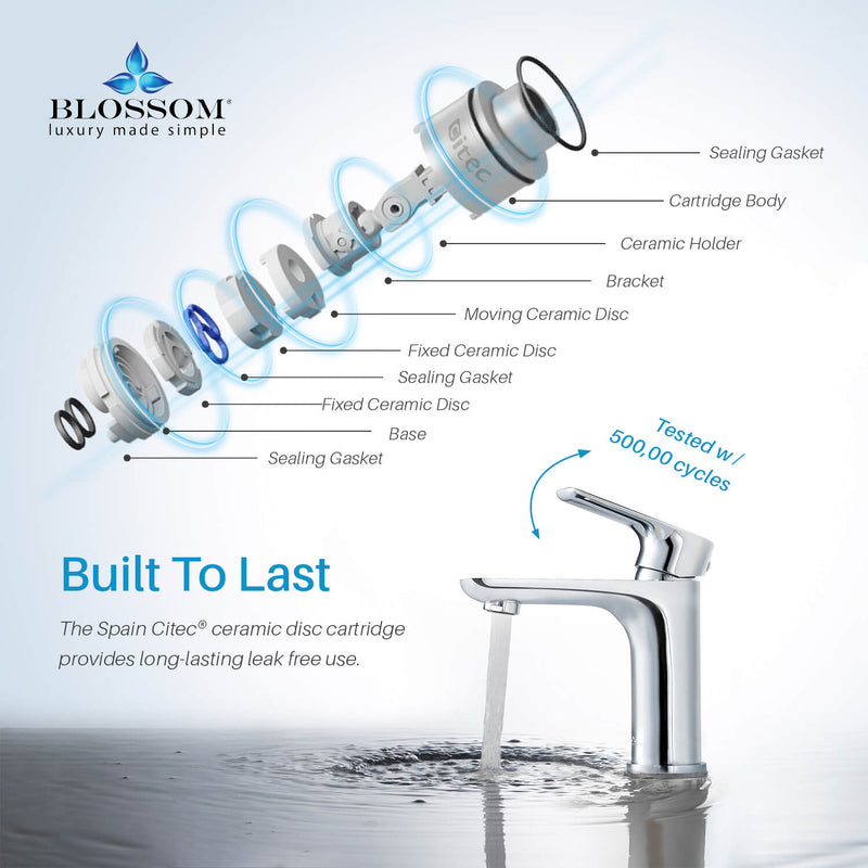Modern Single Handle Lavatory Faucet - Chrome