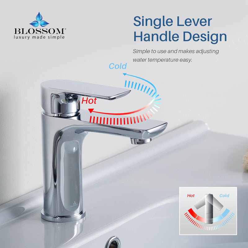 Modern Single Handle Lavatory Faucet - Chrome
