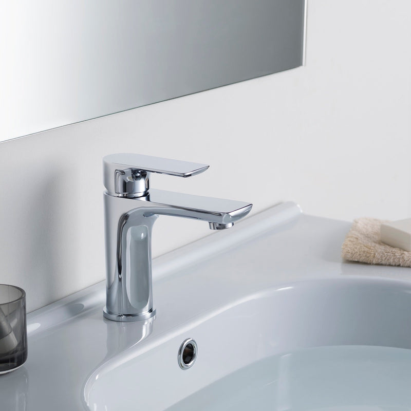 Modern Single Handle Lavatory Faucet - Chrome