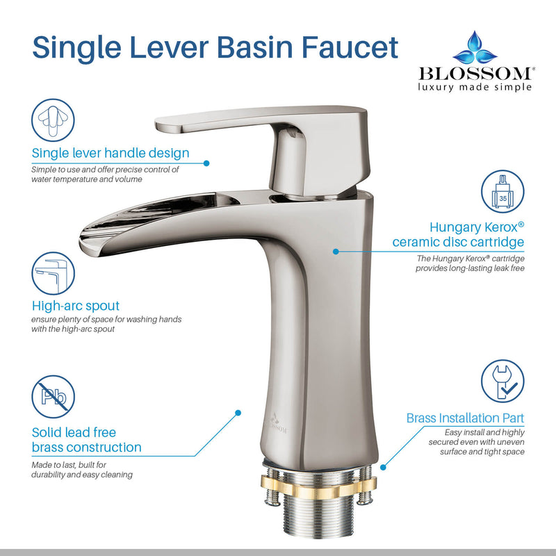 Elegant Single Handle Lavatory Faucet - Brushed Nickle