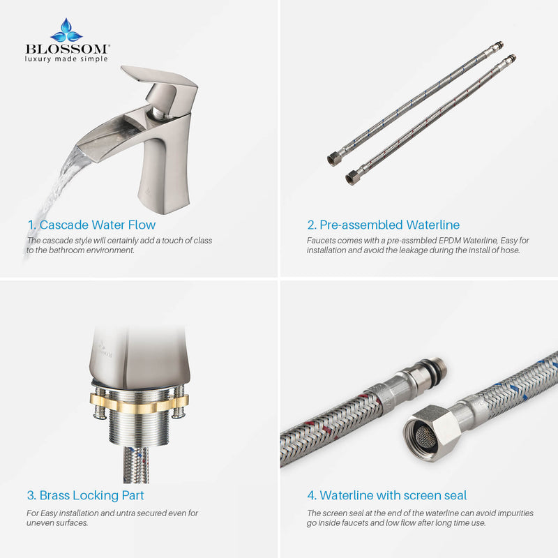 Elegant Single Handle Lavatory Faucet - Brushed Nickle