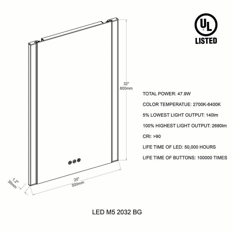 Binary 20″ LED Mirror - Gold